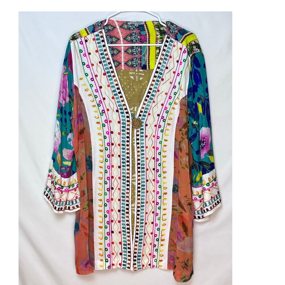 John Mark Multicolor Floral & Geo Print Kimono Size L